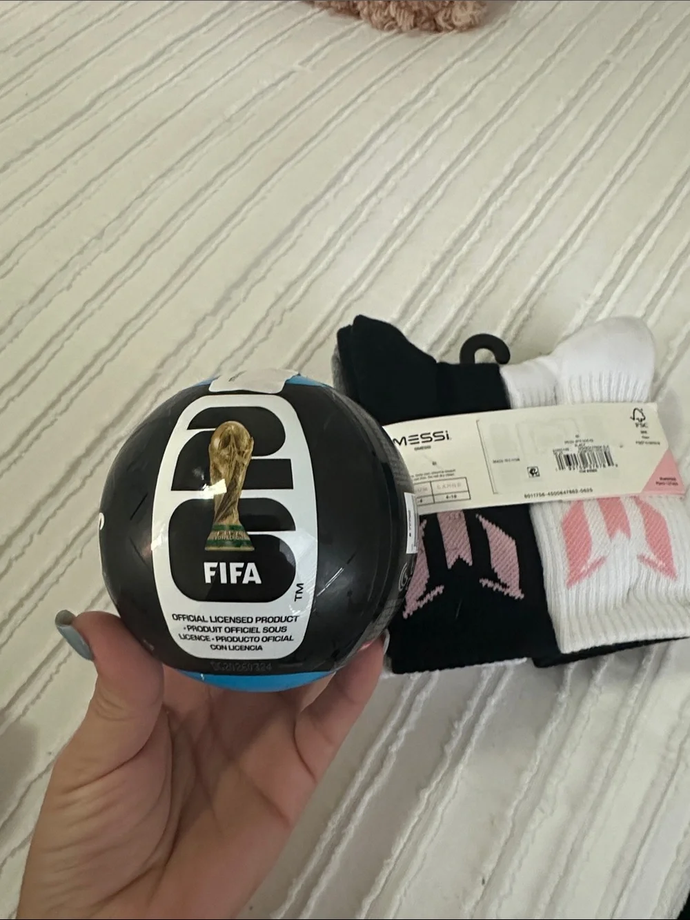Messi Kids' Cushioned Crew Socks & Zuru Mystery Baller – Black & White (6 Pack)